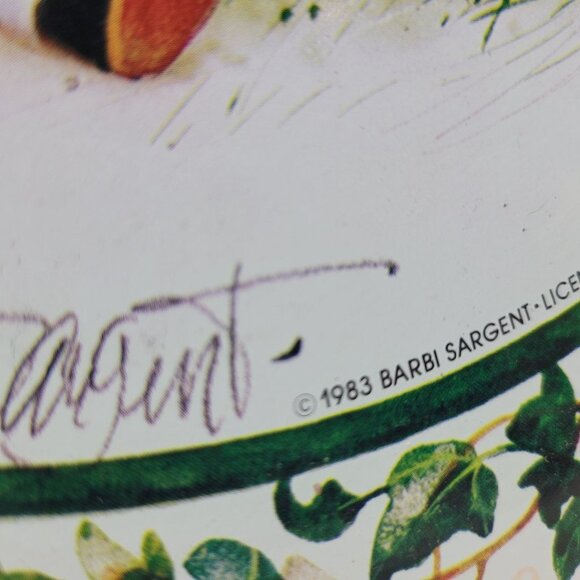 Enesco Tin Tray Barbi Sargent Pink 1983 Girl Mouse 11.5 Inch Round Poppy Seed - Picture 5 of 9